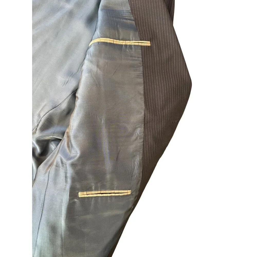Hickey Freeman Single Breasted Pinstripe Suit Jacket~Size 48R~Blue L9 27